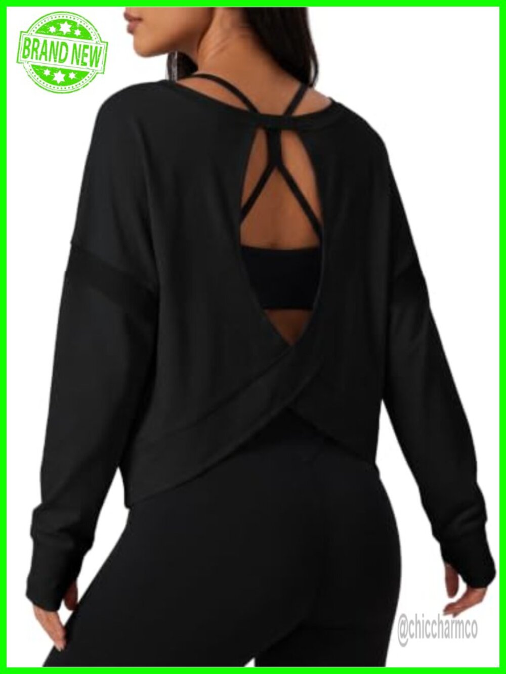 Long Sleeve Open Back Athletic Shirt Women Relaxed Fit